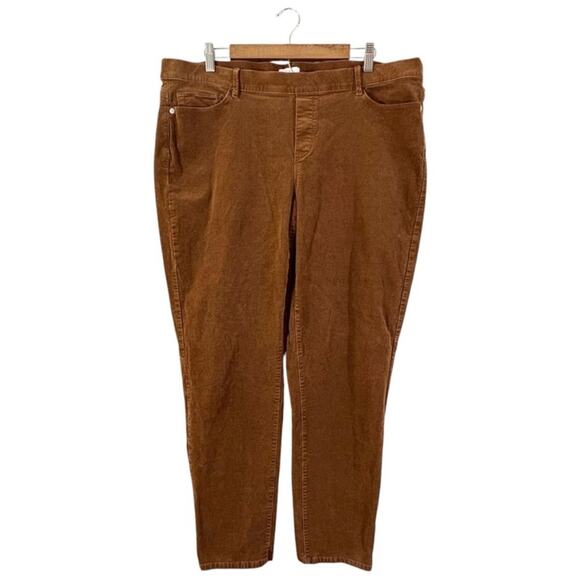 J. Jill Brown Corduroy Pants Pull On Stretch Waist Straight Leg, Plus Size 2X - Picture 1 of 8